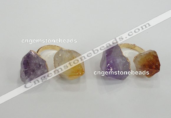 NGR102 13*18mm - 15*20mm faceted nuggets amethyst & citrine rings