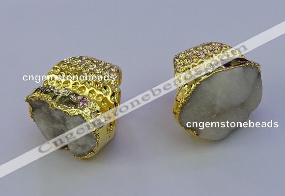 NGR1022 20*25mm - 25*35mm freeform druzy agate gemstone rings