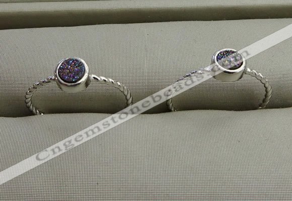 NGR1028 4mm coin plated druzy agate rings wholesale