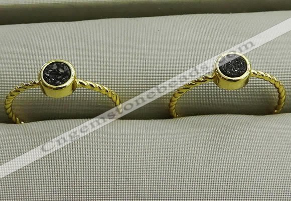 NGR1035 4mm coin plated druzy agate rings wholesale