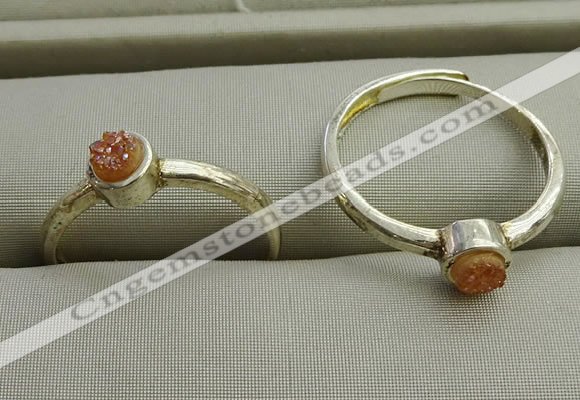 NGR1039 4mm coin plated druzy agate rings wholesale