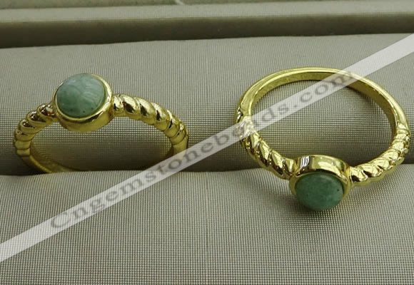 NGR1052 4mm coin amazonite gemstone rings wholesale