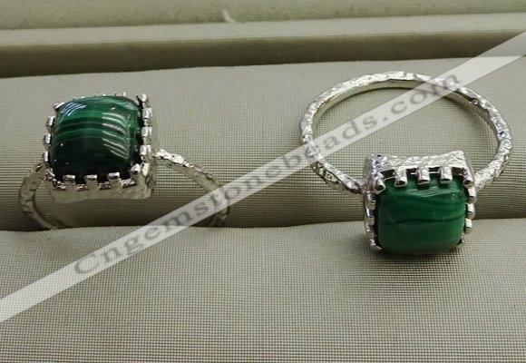 NGR1064 8*8mm square malachite gemstone rings wholesale