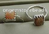 NGR1066 8*8mm square moonstone gemstone rings wholesale