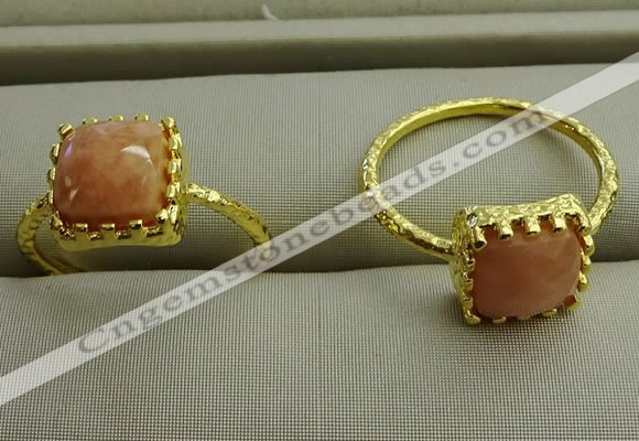 NGR1073 8*8mm square moonstone gemstone rings wholesale