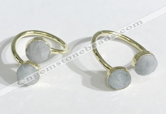 NGR1085 8mm coin aquamarine gemstone rings wholesale