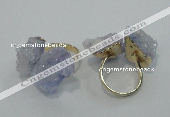 NGR11 15*20mm - 20*25mm nuggets plated druzy quartz rings