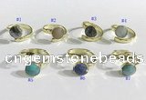 NGR1100 10mm faceted coin  mixed gemstone rings wholesale