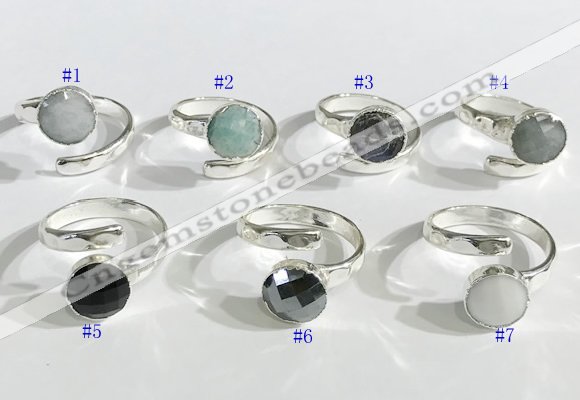 NGR1101 10mm faceted coin  mixed gemstone rings wholesale