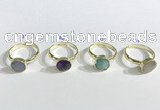 NGR1102 10mm faceted coin  mixed gemstone rings wholesale