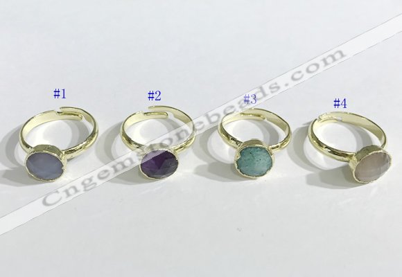 NGR1102 10mm faceted coin  mixed gemstone rings wholesale