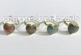 NGR1107 13mm faceted heart  mixed gemstone rings wholesale