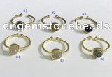 NGR1114 8mm coin  druzy agate gemstone rings wholesale