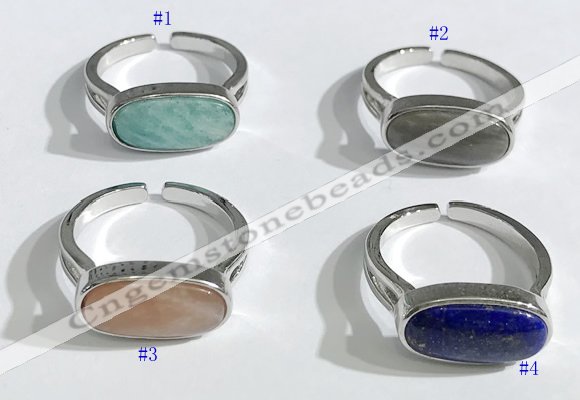 NGR1123 8*16mm oval mixed gemstone rings wholesale