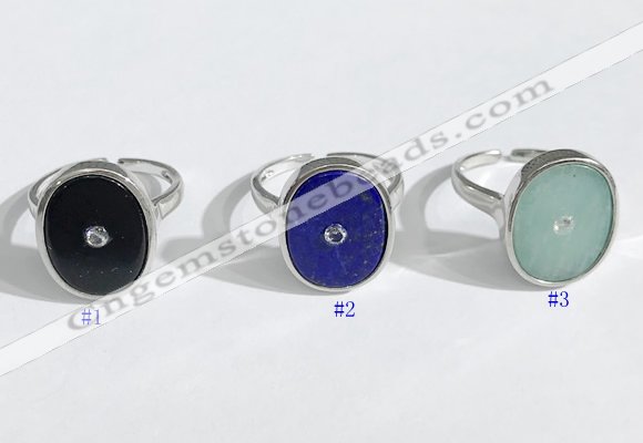 NGR1125 14*17mm oval mixed gemstone rings wholesale