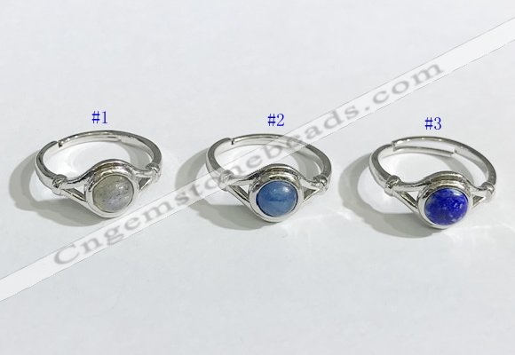 NGR1130 14*17mm flat round mixed gemstone rings wholesale