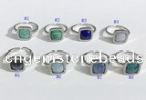 NGR1131 12mm square mixed gemstone gemstone rings wholesale