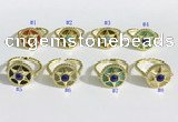 NGR1135 14mm flat round mixed gemstone gemstone rings wholesale