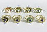 NGR1135 14mm flat round mixed gemstone gemstone rings wholesale