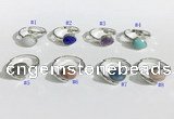 NGR1144 8*10mm faceted flat droplet mixed gemstone rings wholesale