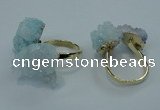 NGR12 15*20mm - 20*25mm nuggets plated druzy quartz rings