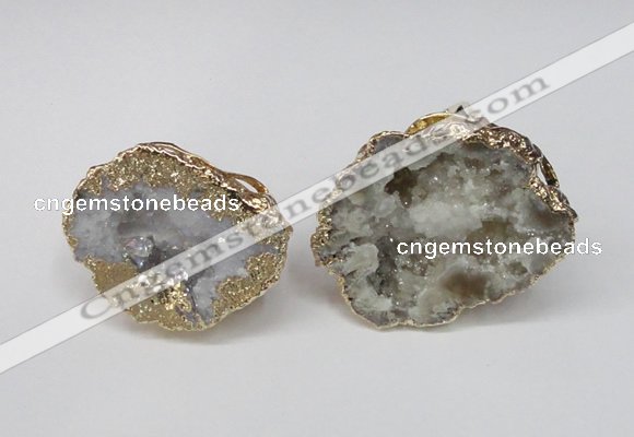 NGR126 30*40mm - 35*45mm freeform plated druzy quartz rings