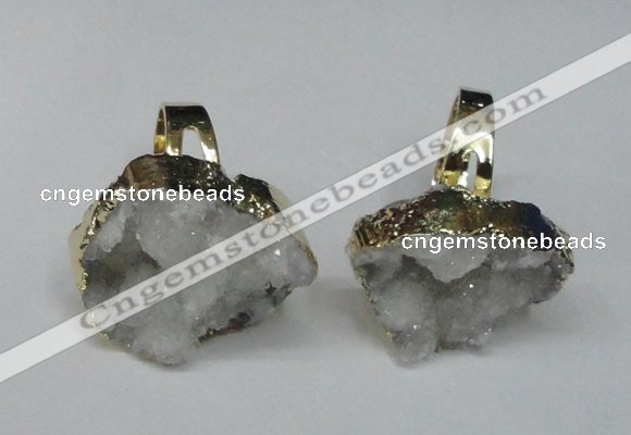 NGR129 18*25mm - 20*25mm freeform plated druzy quartz rings