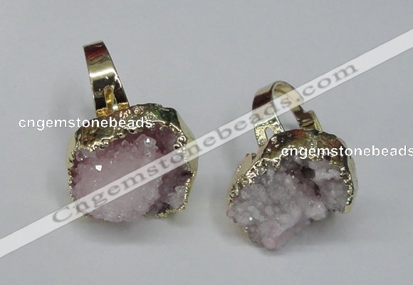 NGR130 18*25mm - 20*25mm freeform plated druzy quartz rings