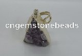 NGR137 25*30mm triangle plated druzy amethyst rings wholesale