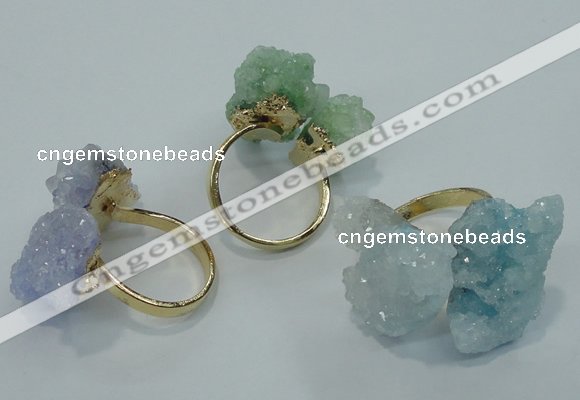 NGR15 15*20mm - 20*25mm nuggets plated druzy quartz rings