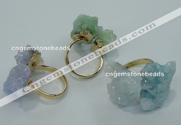 NGR15 15*20mm - 20*25mm nuggets plated druzy quartz rings