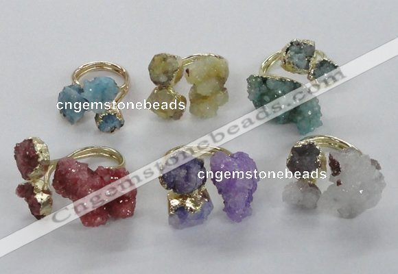 NGR154 8*10mm - 15*20mm nuggets druzy quartz rings wholesale