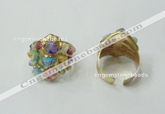 NGR173 20*25mm druzy agate gemstone rings wholesale