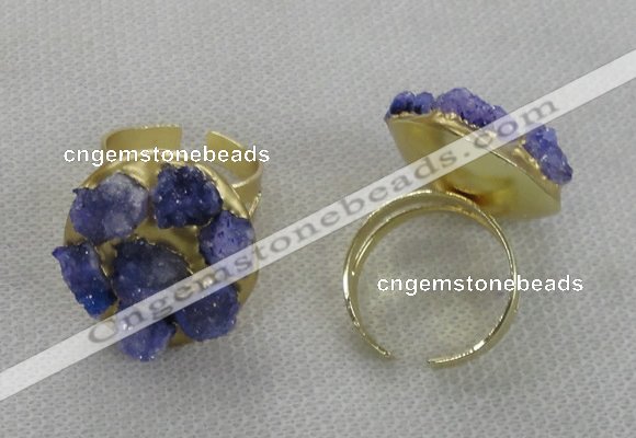 NGR177 25*30mm druzy agate gemstone rings wholesale