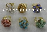 NGR181 25*30mm druzy agate gemstone rings wholesale