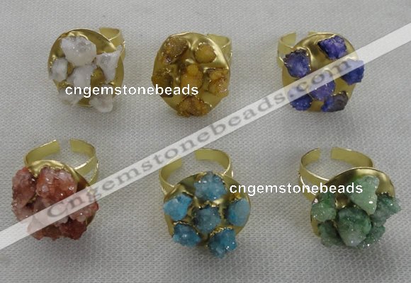 NGR181 25*30mm druzy agate gemstone rings wholesale