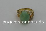 NGR2008 10*15mm faceted oval green aventurine gemstone rings