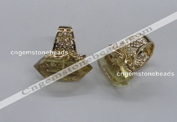 NGR201 15*25mm - 16*30mm faceted nuggets lemon quartz rings