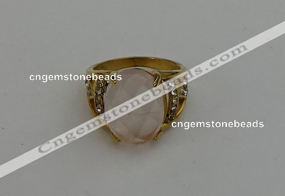 NGR2041 10*15mm faceted oval rose quartz gemstone rings