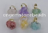 NGR21 18*25mm - 25*30mm nuggets plated druzy quartz rings