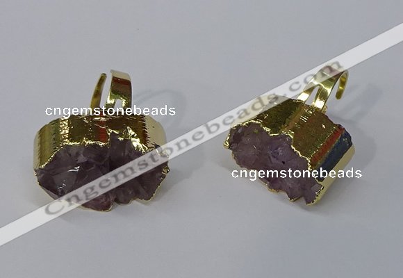NGR210 15*25mm - 18*30mm oval druzy amethyst rings wholesale