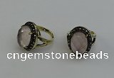 NGR2101 10*15mm faceted oval rose quartz gemstone rings