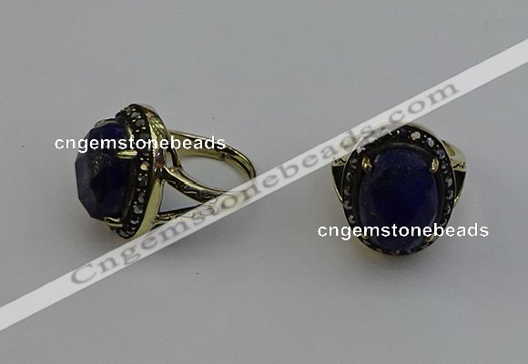 NGR2112 10*15mm faceted oval lapis lazuli gemstone rings wholesale