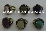 NGR2118 10*15mm faceted oval mixed gemstone rings wholesale