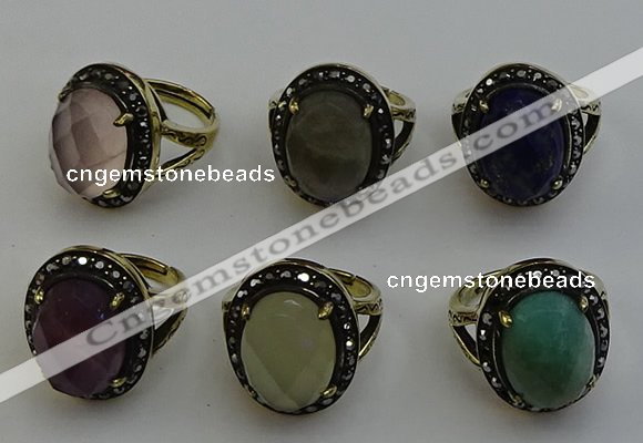 NGR2118 10*15mm faceted oval mixed gemstone rings wholesale