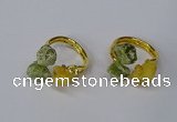 NGR212 5*8mm - 6*10mm freeform druzy agate & peridot rings wholesale