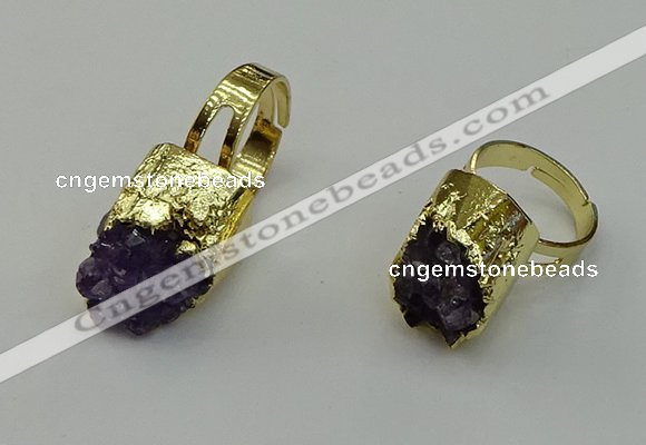 NGR2121 12*16mm - 15*18mm freeform druzy amethyst gemstone rings