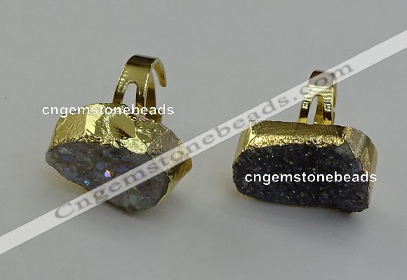 NGR2125 20*25mm - 25*30mm freeform plated druzy agate rings