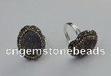 NGR2132 22*28mm - 22*30mm flower plated druzy agate rings