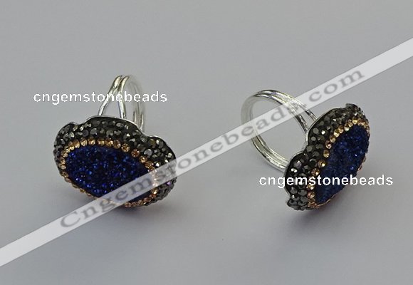NGR2134 22*28mm - 22*30mm flower plated druzy agate rings